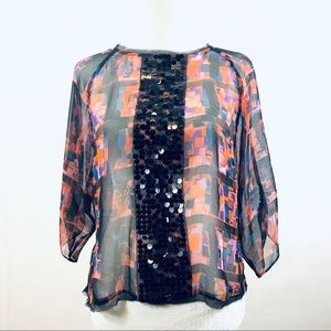 Simply Vera Vera Wang Sheer Print Blouse